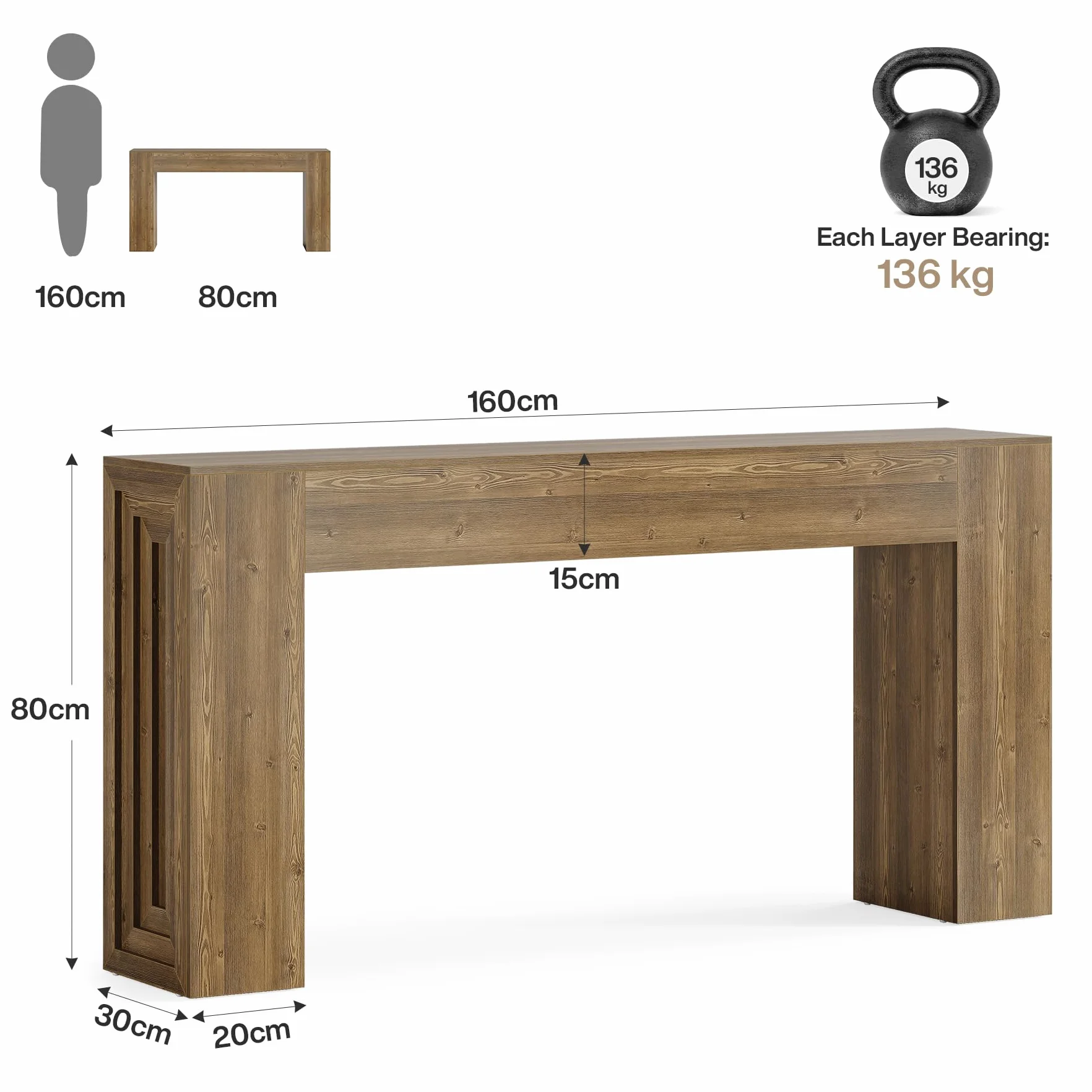 Tribesigns Tavolo consolle lungo 160 cm, ingresso rettangolare tavolo da corridoio dietro il divano, divano stretto lungo dietro il divano per soggiorno, corridoio, ingresso, foyer