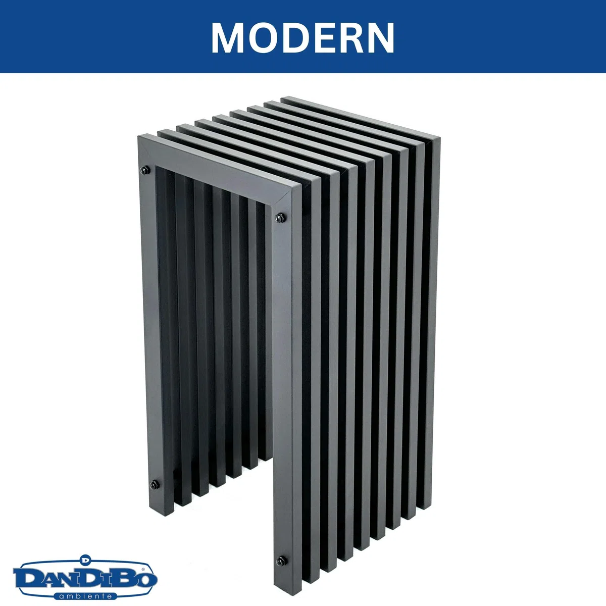 DanDiBo Sgabello a doghe in metallo, nero, base rettangolare, 65 cm, massiccio, moderno, con doghe (altezza 65 cm/L)