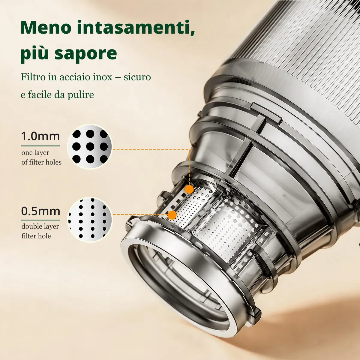 LINKChef Estrattore di succo per frutta e verdura, apertura 115 mm, 1,2 L, 200 W, slow juicer machine per frutta e verdura intere, senza BPA, facile da smontare e pulire, ricette incluse,verde chiaro