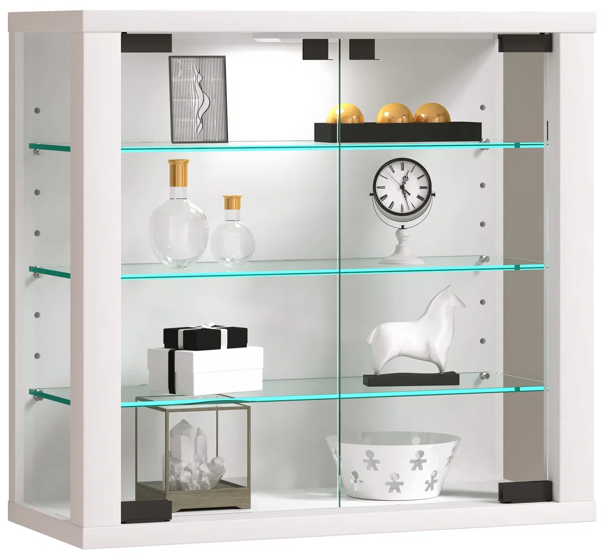 VCM Vetrina in vetro sospesa | vetrina in vetro con vetro di sicurezza ESG | Dimensioni: altezza 40 x larghezza 43 x profondità 18 cm | Vetrina sospesa | Moderno e salvaspazio | Armadio vetrina in
