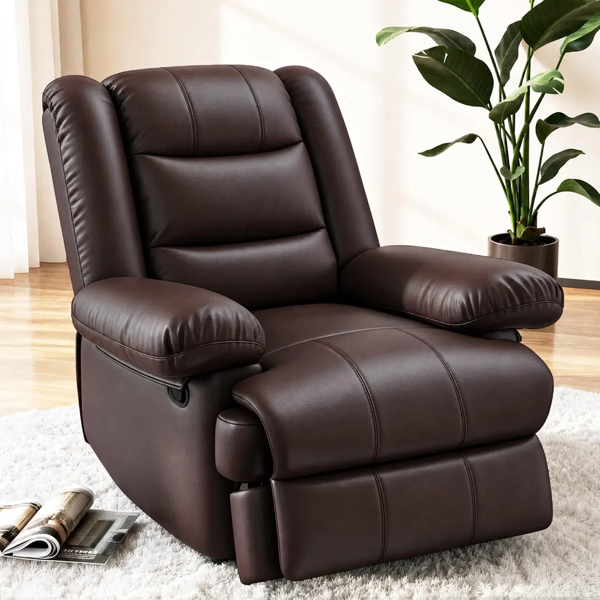 Hamoldy Poltrona Reclinabile Ergonomica Relax, Sedia Confortevole per Anziani adatta a Soggiorno, Camera da Letto e Cameretta Infantile Marrone