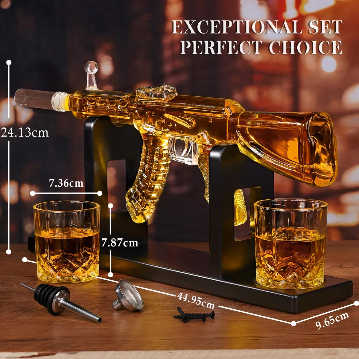 Oaksea AK47 Set decanter whisky 2 bicchieri papà, nonno, anniversario uomo, dispenser liquori bar feste