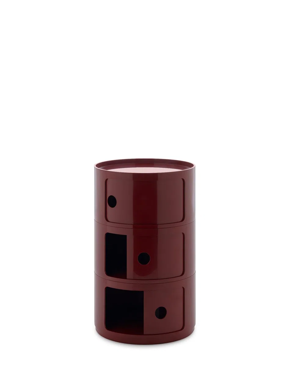 Kartell Componibili Big, Mobile Contenitore 3 Elementi, Diametro 42 cm, Bordeaux