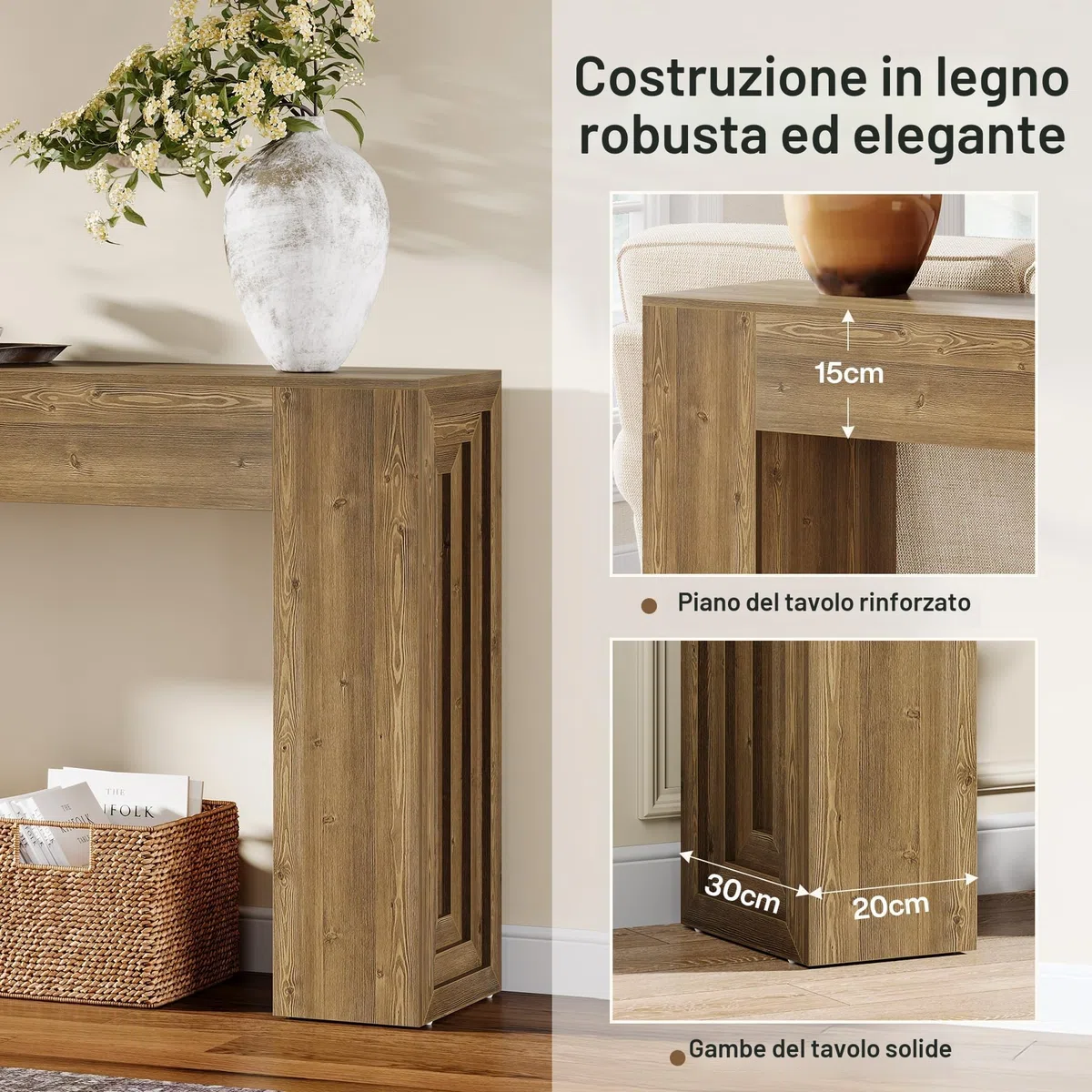 Tribesigns Tavolo consolle lungo 160 cm, ingresso rettangolare tavolo da corridoio dietro il divano, divano stretto lungo dietro il divano per soggiorno, corridoio, ingresso, foyer