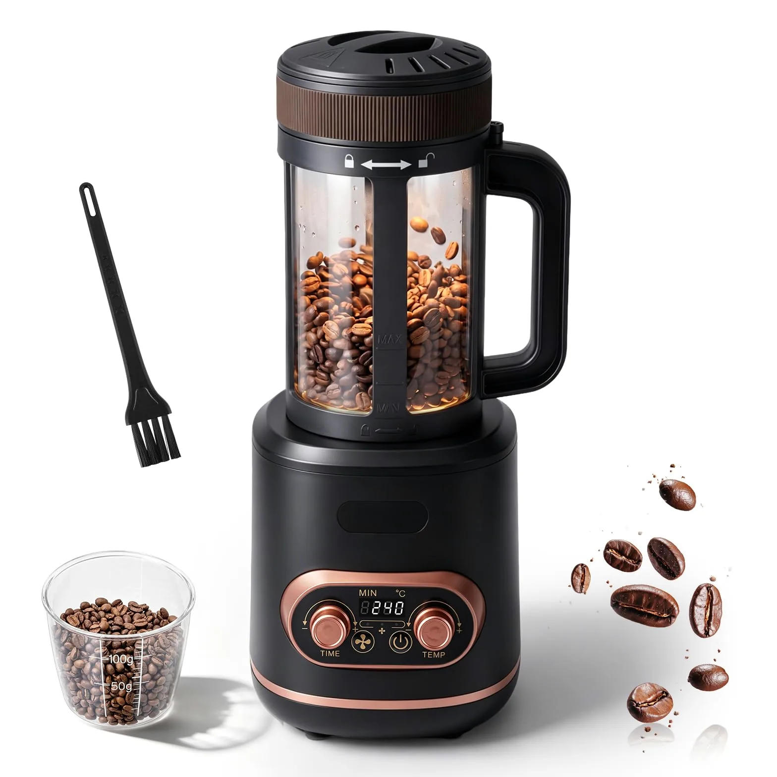 YUCHENGTECH Tostatrice Caffè 100g Tostatrice per Caffe Ad Aria Calda 2000W Tostatore di Caffè in Grani Temperatura e Tempo Regolabili con Funzione di Raffreddamento