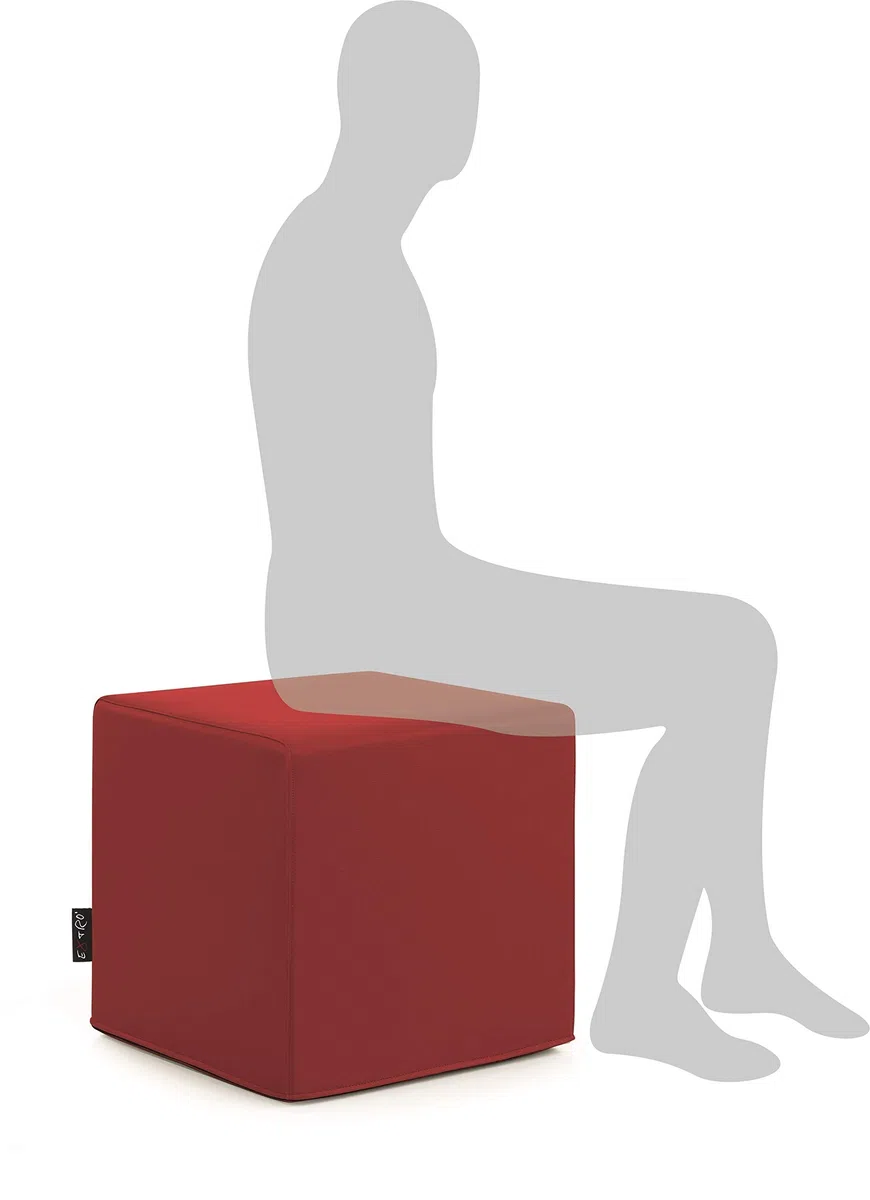 CUBO POUF ECOPELLE ROSSO MIS. 45X45 H.45 SFODERABILE SFODERABILI STRUTTURA INTERNA IN POLIURETANO ESPANSO DA SEDUTA