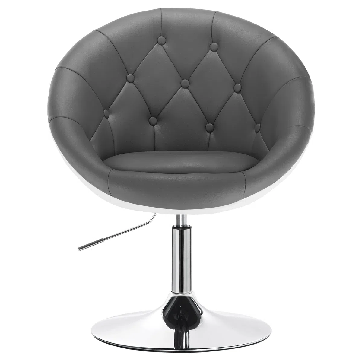 WOLTU Poltroncina da Bar Sgabello Girevole Sedia con Schienale Braccioli in PU Altezza Regolabile Grigio+Bianco