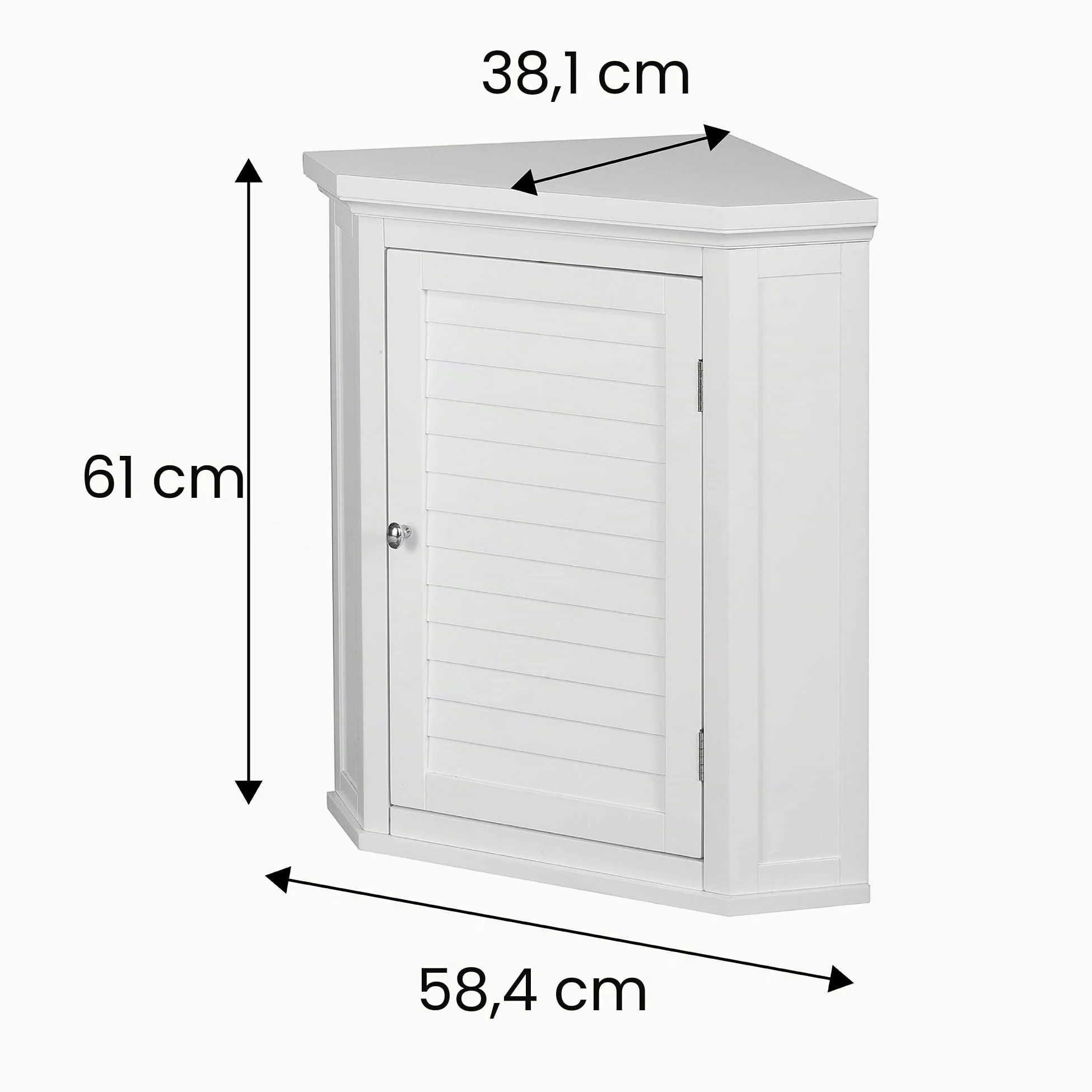 Versanora Armadio a muro in legno ad angolo per bagno, MDF, bianco, 57,15 x 38,1 x 60,96 cm