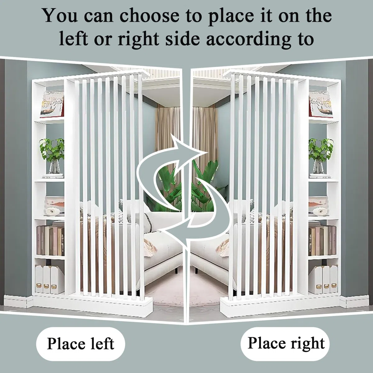 Colonna divisoria per ingresso dal pavimento al soffitto - Divisorio indipendente con ripiani, facile da montare, decorazione indipendente per camera da letto e ufficio (A White+White, 120cm/47.2in)