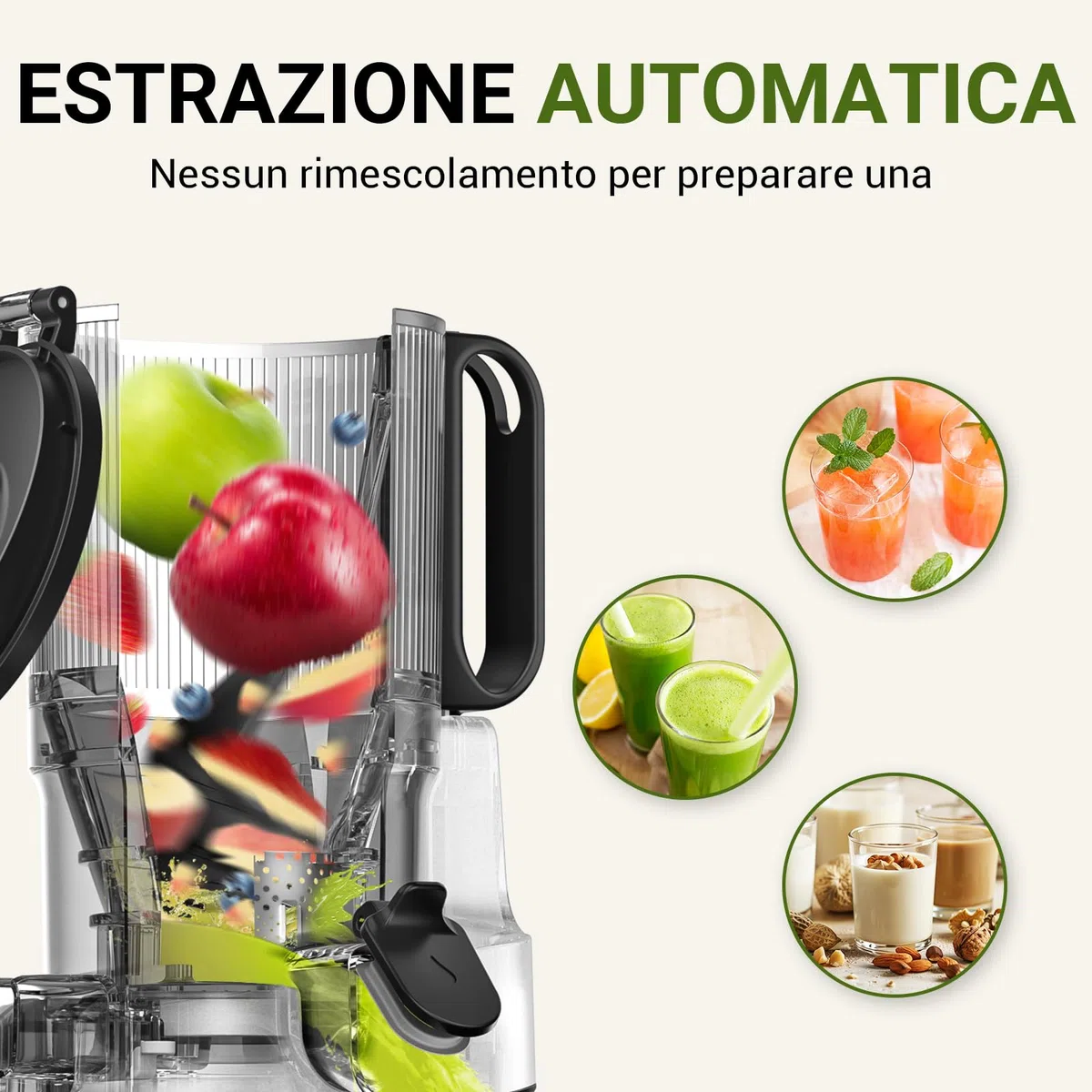 AMZCHEF Estrattore Automatico, Apertura 135MM e Capacità 1,8L Estrattore Frutta e Verdura Intera, 250W Estrattori di Succhi Professionale con Triplo Filtro - Rosso