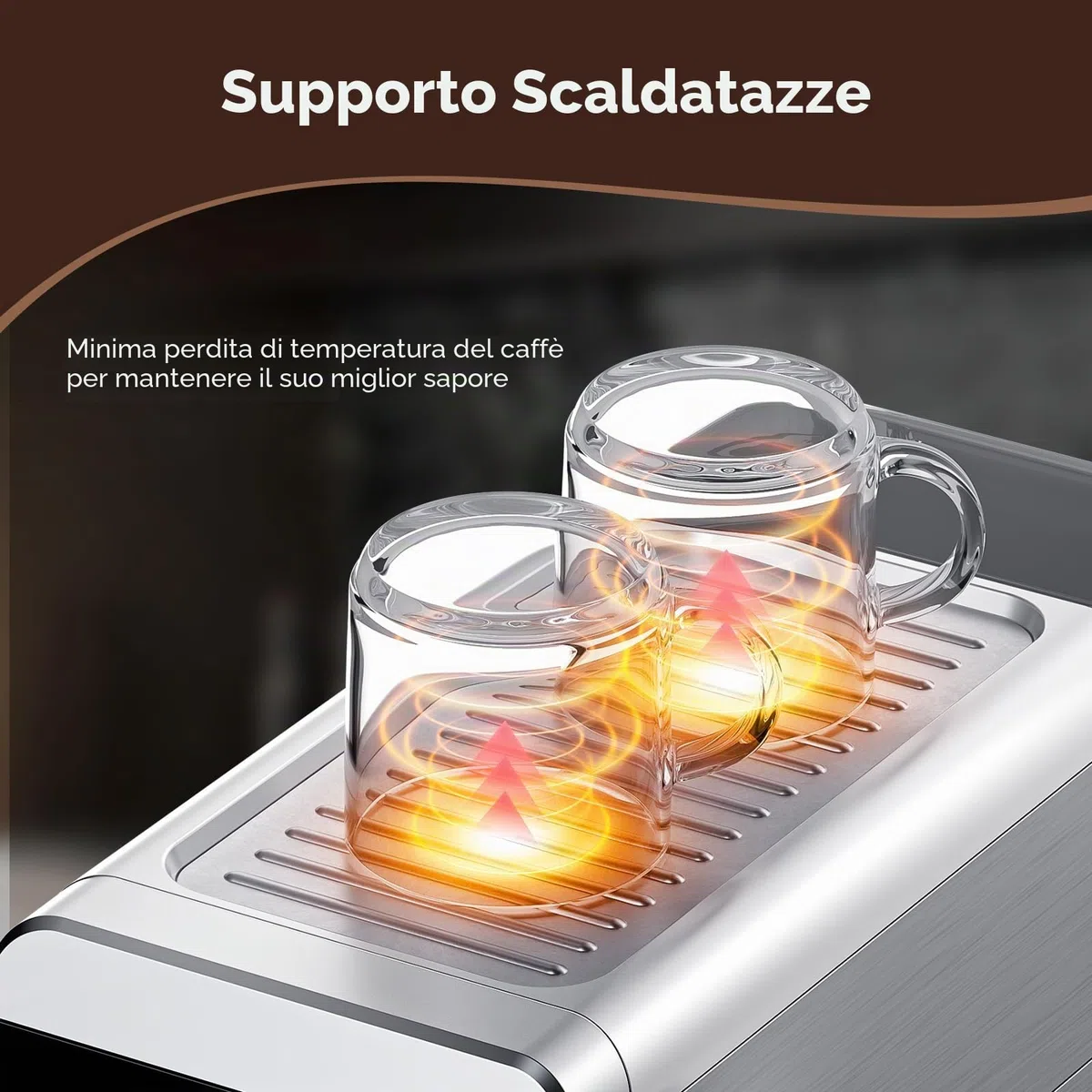 AMZCHEF Macchina per caffè espresso 20 bar con indicatore LED Home 2 in 1 con serbatoio rimovibile da 1,2 l, per regali domestici, compatta in acciaio inox, 1350 W