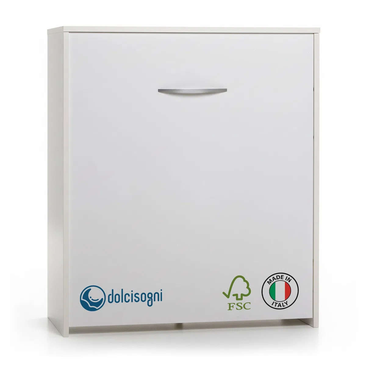 DOLCI SOGNI Mobile Letto A Scomparsa Singolo Bianco 80x190, Letto a Scomparsa con Mobile dotato di Rete a Doghe in Legno e Materasso, Letto Pieghevole Estraibile