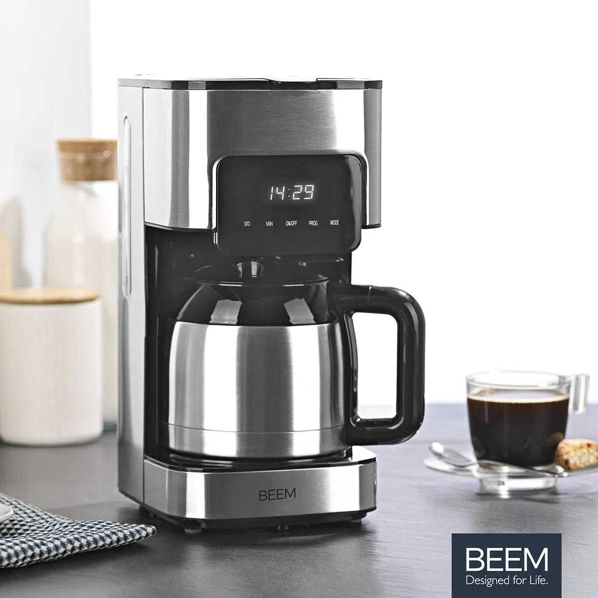 BEEM FRESH-AROMA-TOUCH caffettiera a filtro - Thermo | Caraffa thermos da 1 l per un lungo consumo di caffè per 4-8 tazze | Ben organizzata con timer 24 ore | 800 W | Display touch