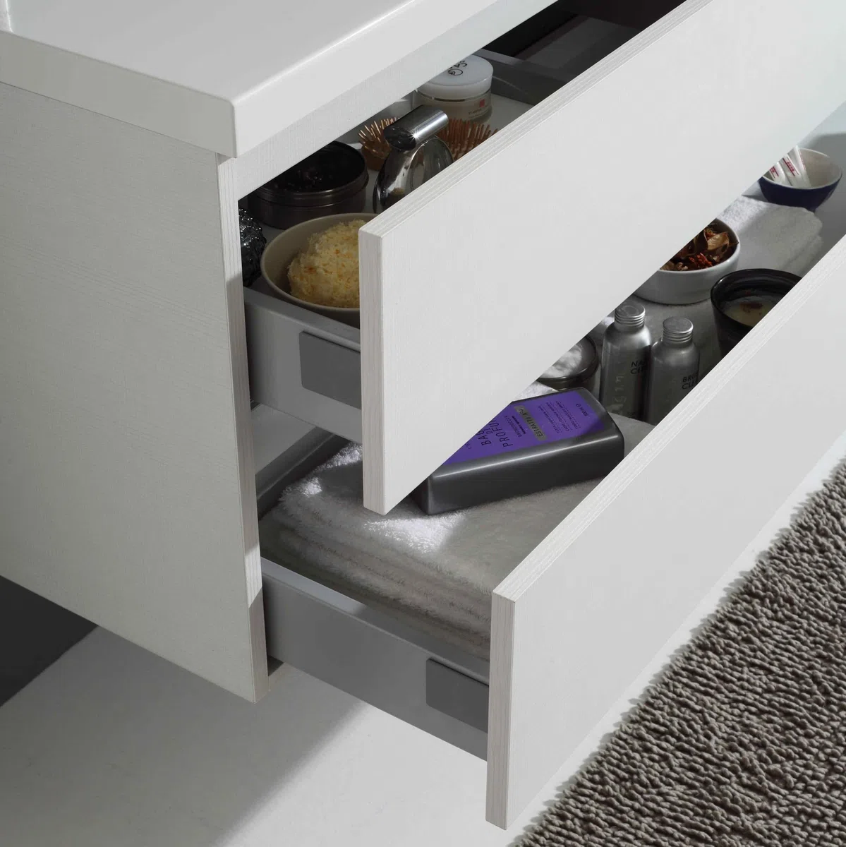 Kiamami Valentina - Mobile Bagno Con Cassetti 120 Cm In Bianco Foresta | Manhattan