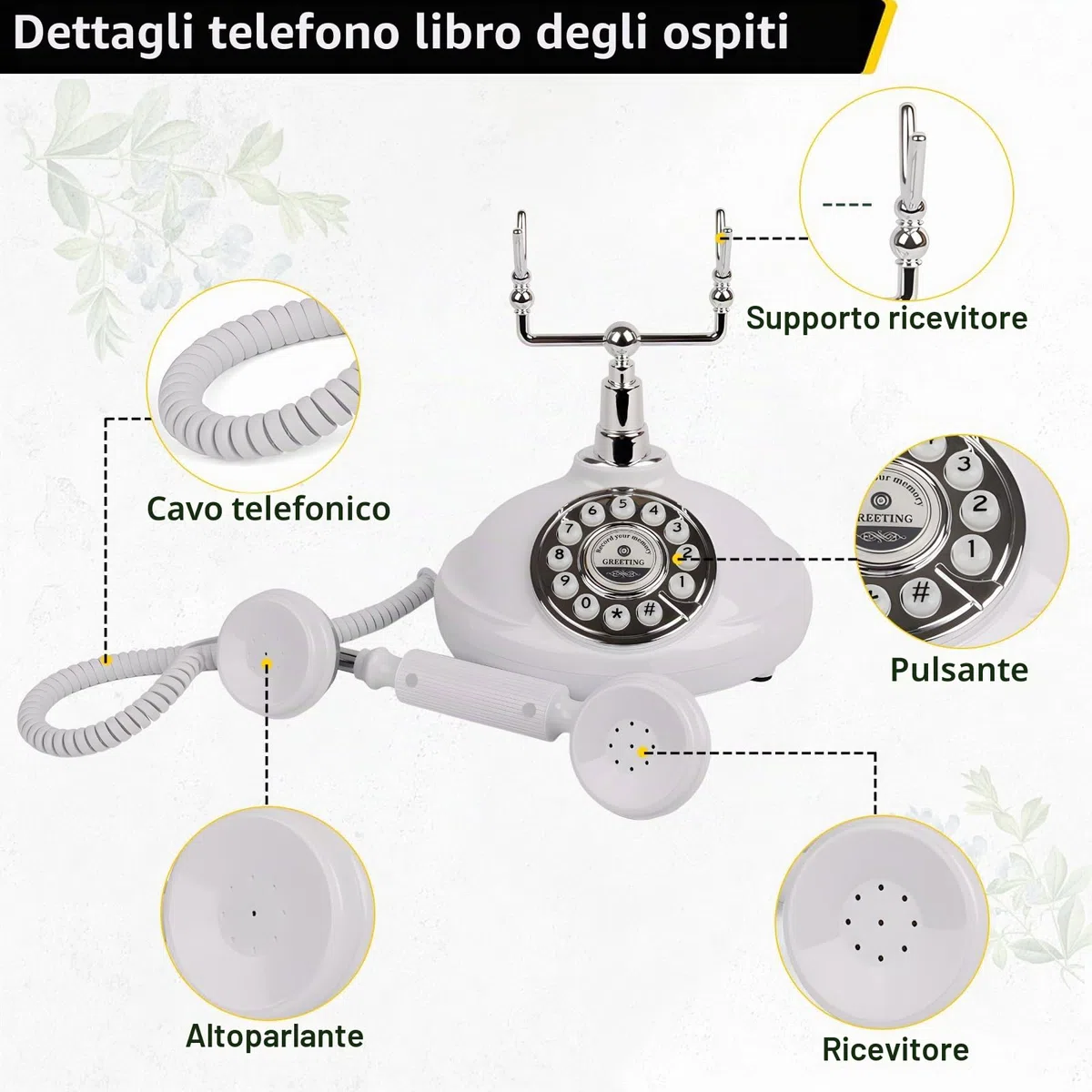 Libro degli ospiti audio per matrimonio, libro degli ospiti retrò, libro degli ospiti audio, un modo personale e conveniente per conservare le tue occasioni speciali, per feste (Telefono Bianco)