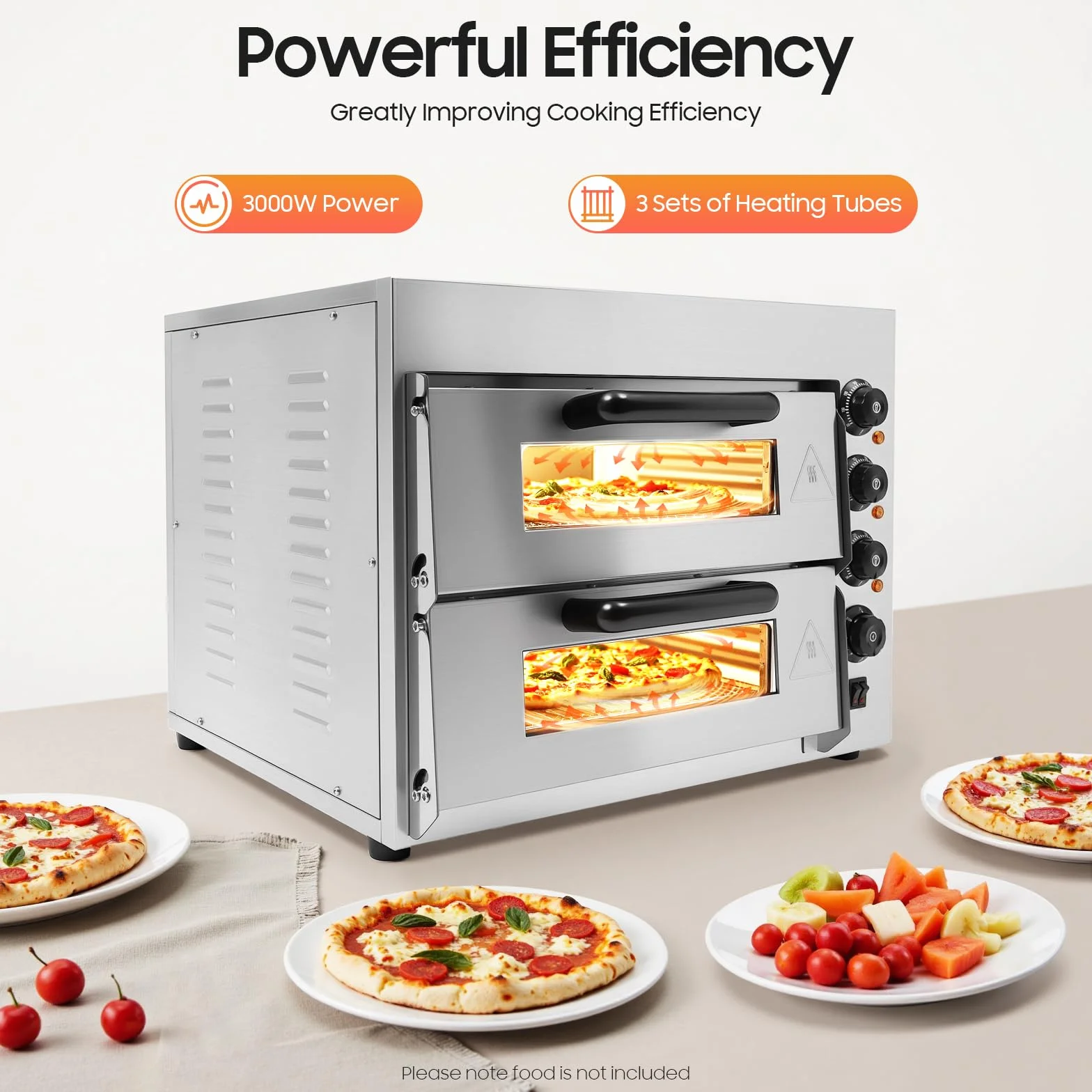 Forno elettrico per pizza 3000 W 2 piani forno per pizza commerciale in acciaio inox elettrico gastro forno in pietra forno elettrico per pizza pizza forno con guanti per ristoranti panifici