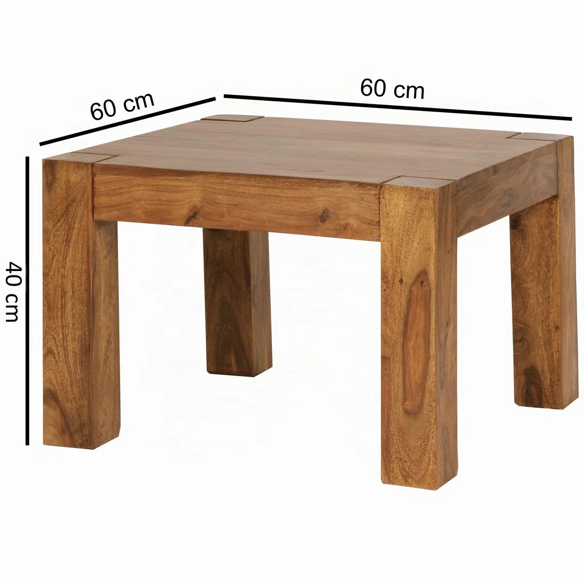 FineBuy Tavolino da caffè Legno Massello Sheesham 60 x 60 x 40 cm | Tavolino Salotto Naturale | Tavoli da Divano Design Moderno