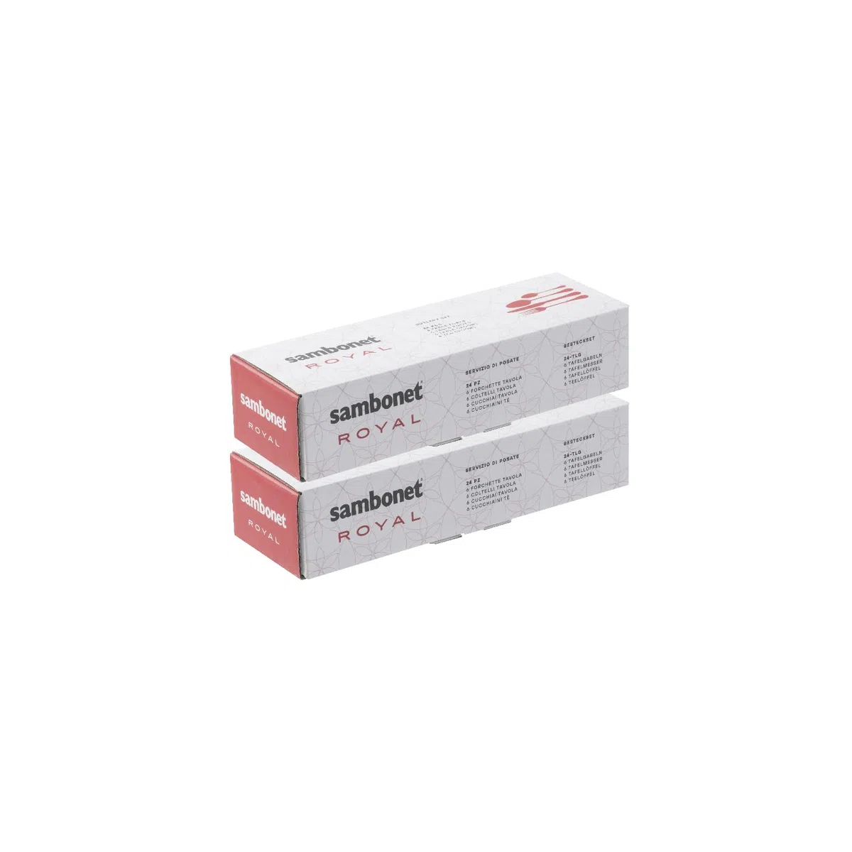 Sambonet Royal 52563-G2 - Set di Posate da Tavola monoblocco in acciaio inox 18/10, per 12 persone, 48 pezzi: 12 forchette, 12 cucchiai, 12 coltelli, 12 cucchiaini da tè