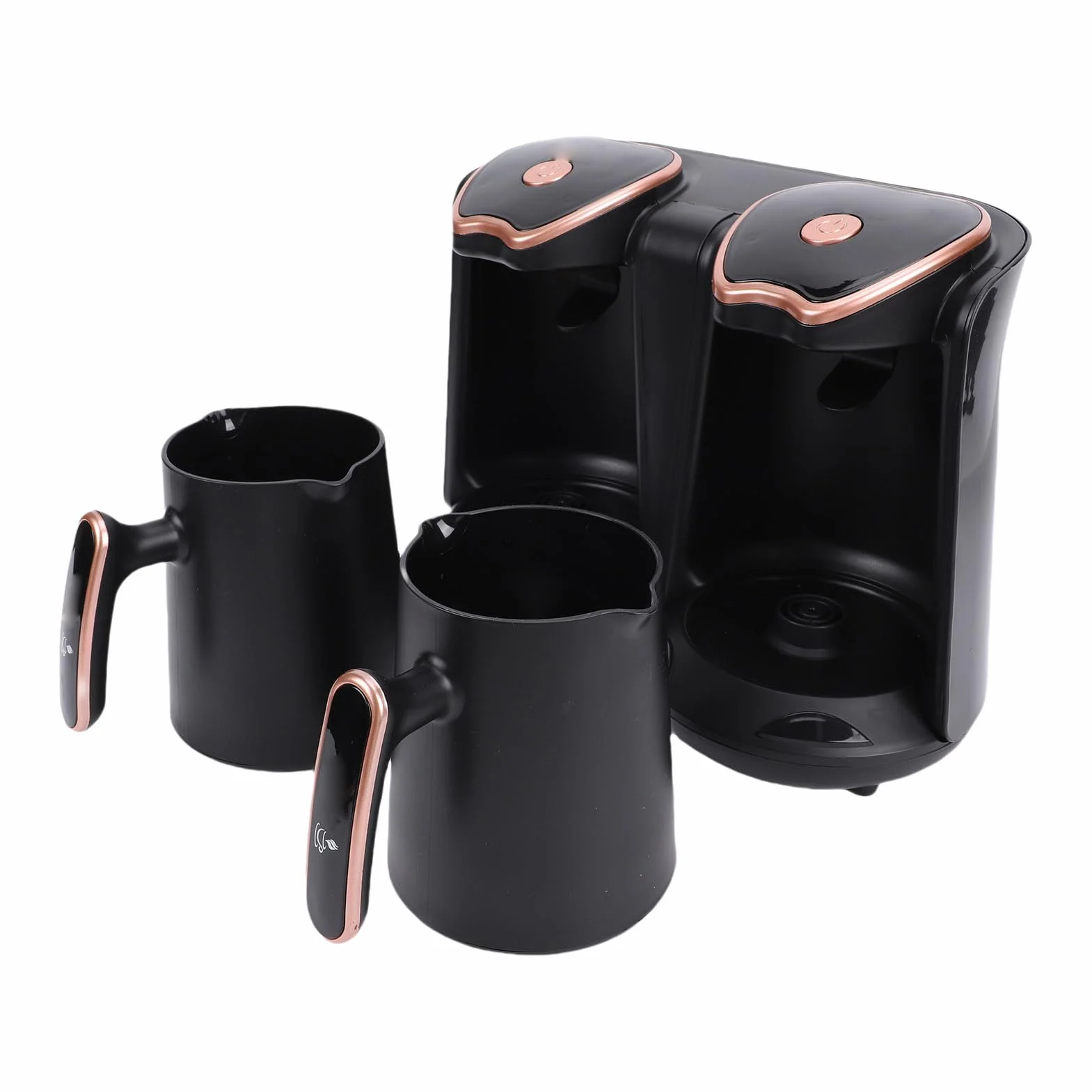 Bewinner Macchina per caffè Turco Elettrica da 1200 W, Caffettiera a Doppio Scomparto con Controllo della Temperatura Regolabile e 2 Tazze per Un'autentica Preparazione della Birra a