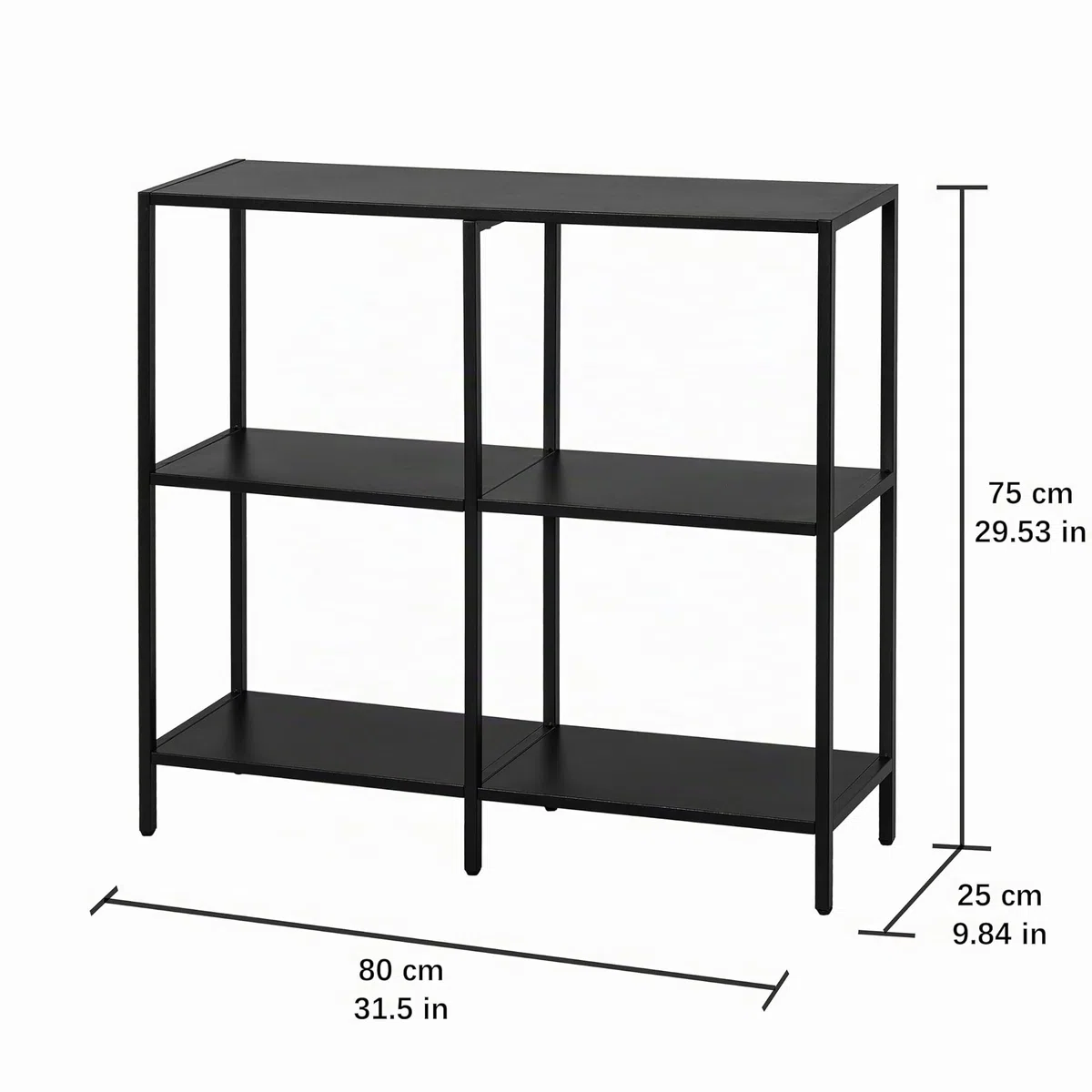 HDANI 80cm Tavolo Consolle in Metallo con 3 Ripiani di Stoccaggio,Piccolo Tavolo da Divano, Tavolo Consolle Stretto,Stile Moderno,Adatto per ingresso Tavolo Soggiorno,Camera da Letto, Nero