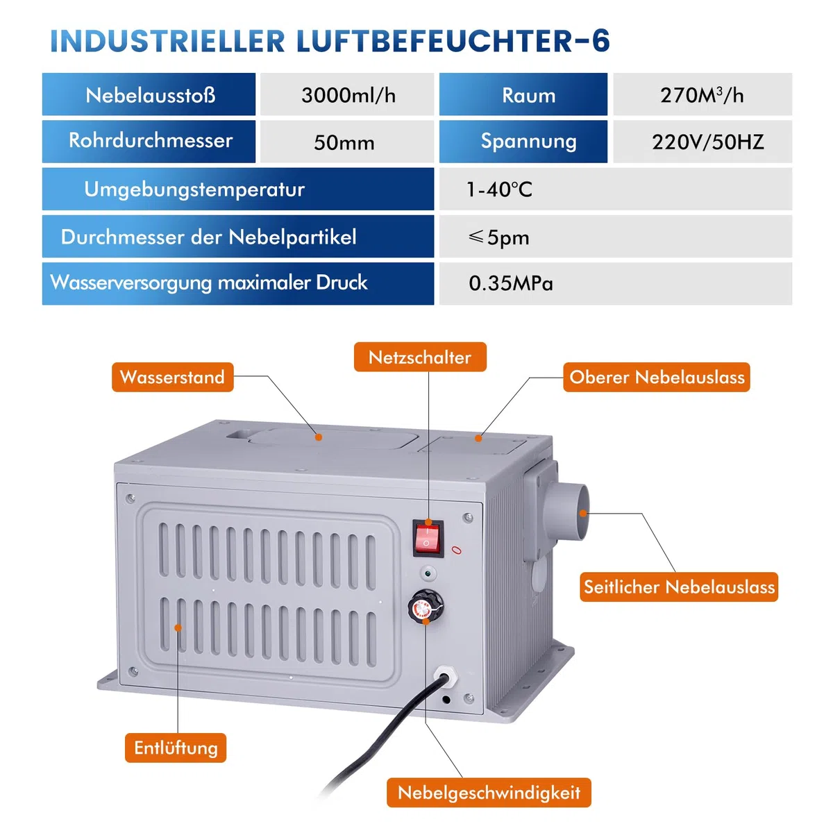 Umidificatore Industriale Grande Volume Mist Umidificatore Ad Ultrasuoni Macchina Nebbia con Filtro Universale Tubo in PVC per Officina Supermercato Magazzino Pianta Ver