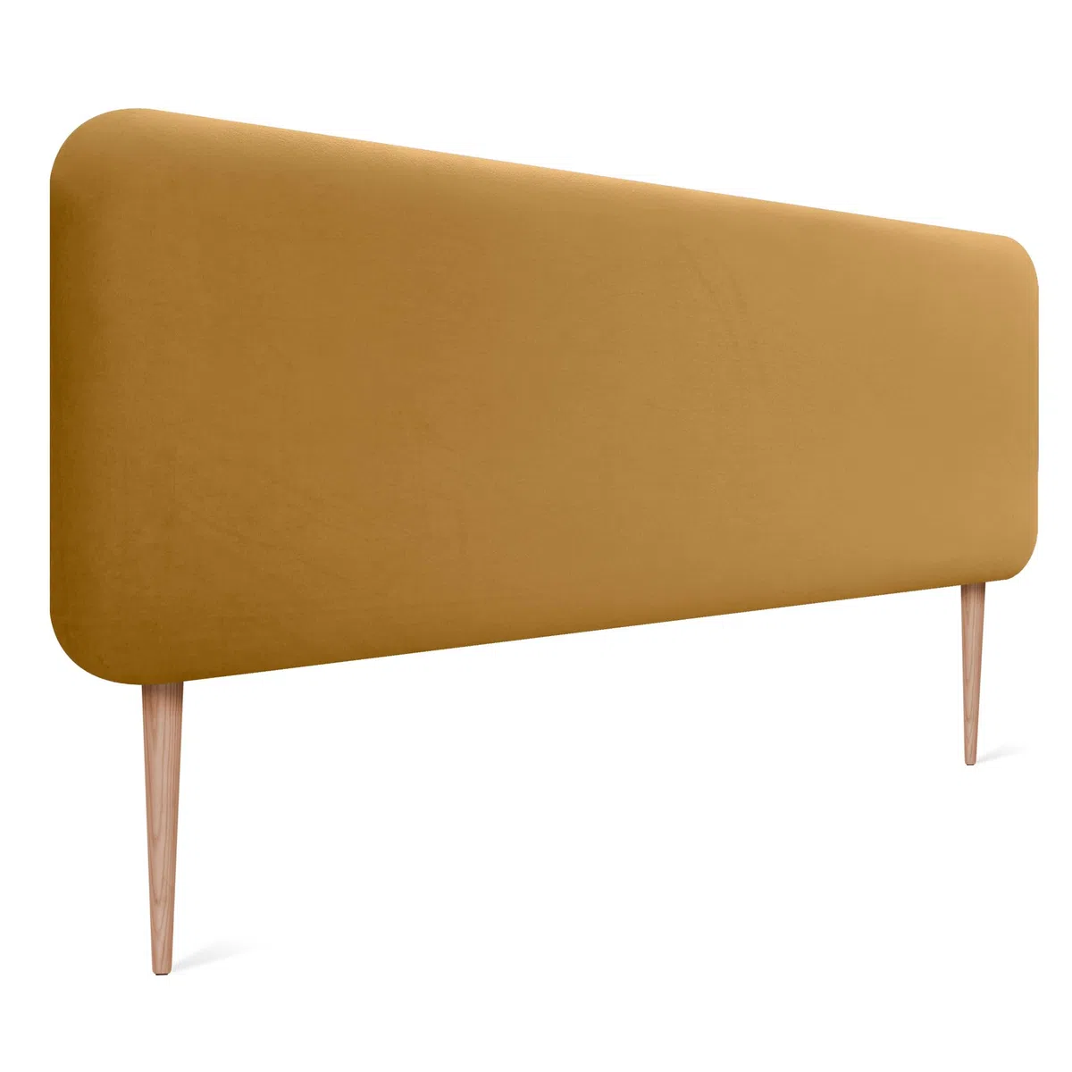 DHOME Testiera Imbottita Liscia Arrotondata in Velluto per Parete Acustica Testate Fonoassorbenti Testiera Letto Camera da Letto (Senape, 150cm)