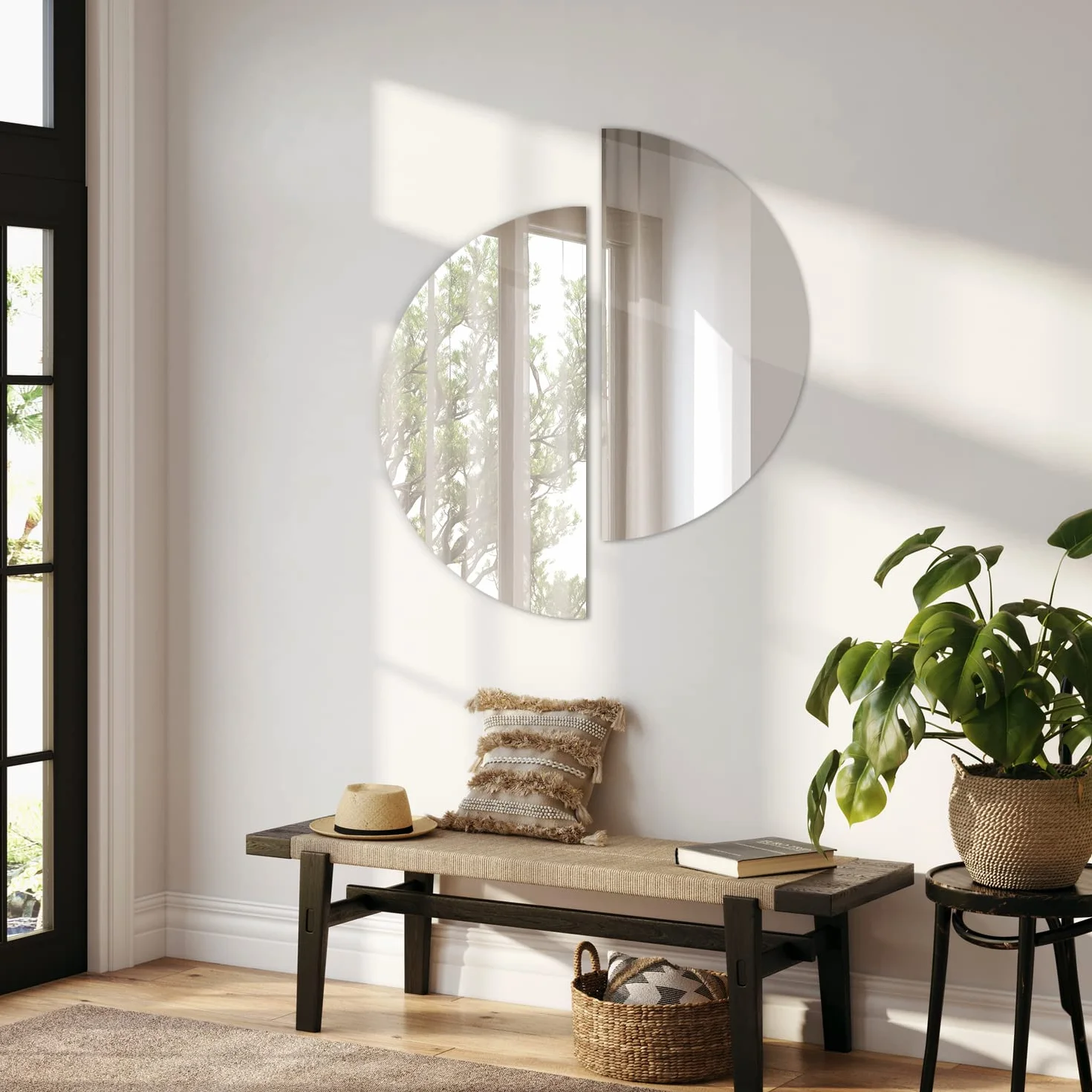 Tulup Bellissimo specchio semirotondo per camera da letto 100 cm