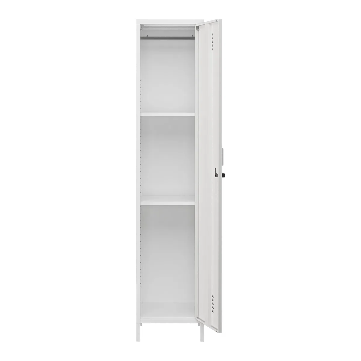 [en.casa] Armadio da Ufficio con Anta e Serratura Ripiani ad Altezza Regolabile Mobile in Acciaio da Spogliatoio con 3 Scomparti e Barra Porta Abiti 180 x 38 x 38 cm - Bianco