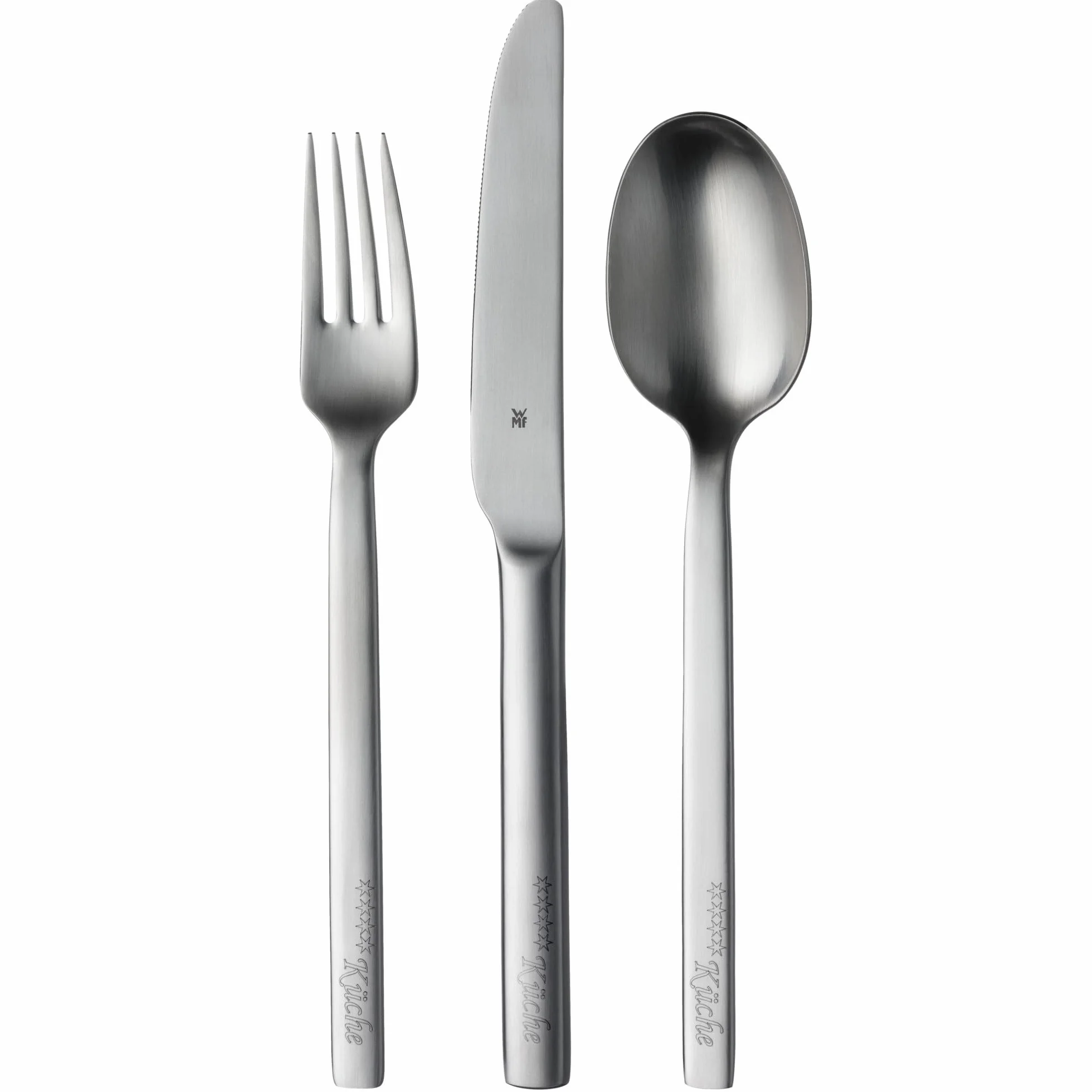 WMF Alteo Set di posate per 6 persone da 30 pezzi, con cucchiaio, forchetta, coltello, cucchiaino da caffè e forchettina da dolce, in acciaio inox Cromargan, finitura opaca, lavabile in lavastoviglie