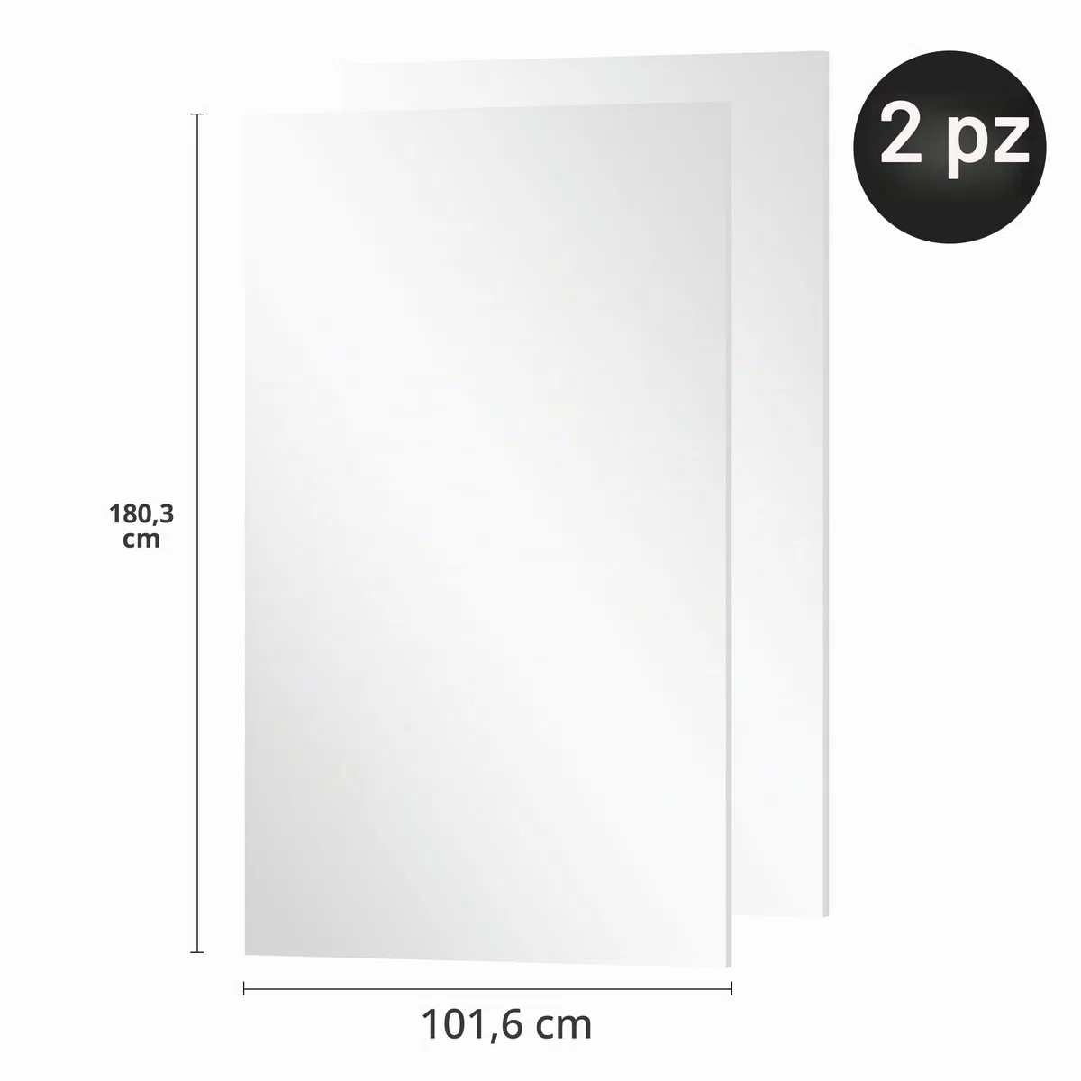 brisafe Specchio da Palestra per Casa, 2 Pezzi 180 x 100 cm, Grande Specchio Senza Cornice Montabile a Parete, Specchi a Figura Intera per Casa, Palestra, Garage e Camera da Letto