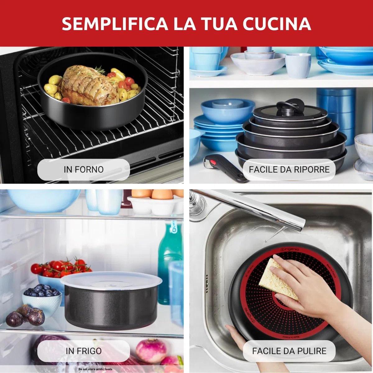 Lagostina Ingenio Easy Start Set 13 Pezzi, Set di Pentole in Alluminio per Gas e Forno, 2 Casseruole, 2 Padelle, un Tegame, un Wok, 3 Coperchi Vetro, 3 Coperchi Plastica, un Manico Removibile