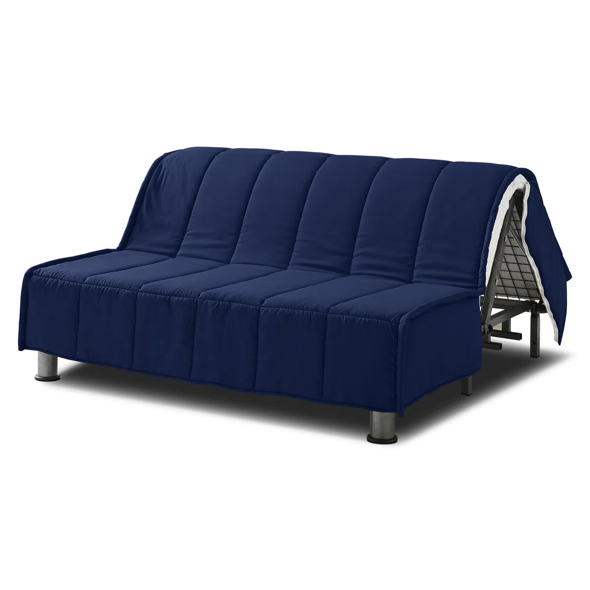 EVERGREENWEB - Divano Letto 3 Posti con Materasso Matrimoniale 160x190 Ortopedico, Prontoletto RICHIUDIBILE con Rivestimento SFODERABILE e Lavabile, Coppia Cuscini SUPERSOFT Abbinati color Blu EVENING