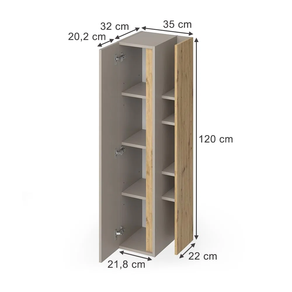 Vicco mobile bagno Edelin, Cachemire, 35 x 120 cm con 4 scomparti aperti, a parete per un'installazione flessibile in bagno