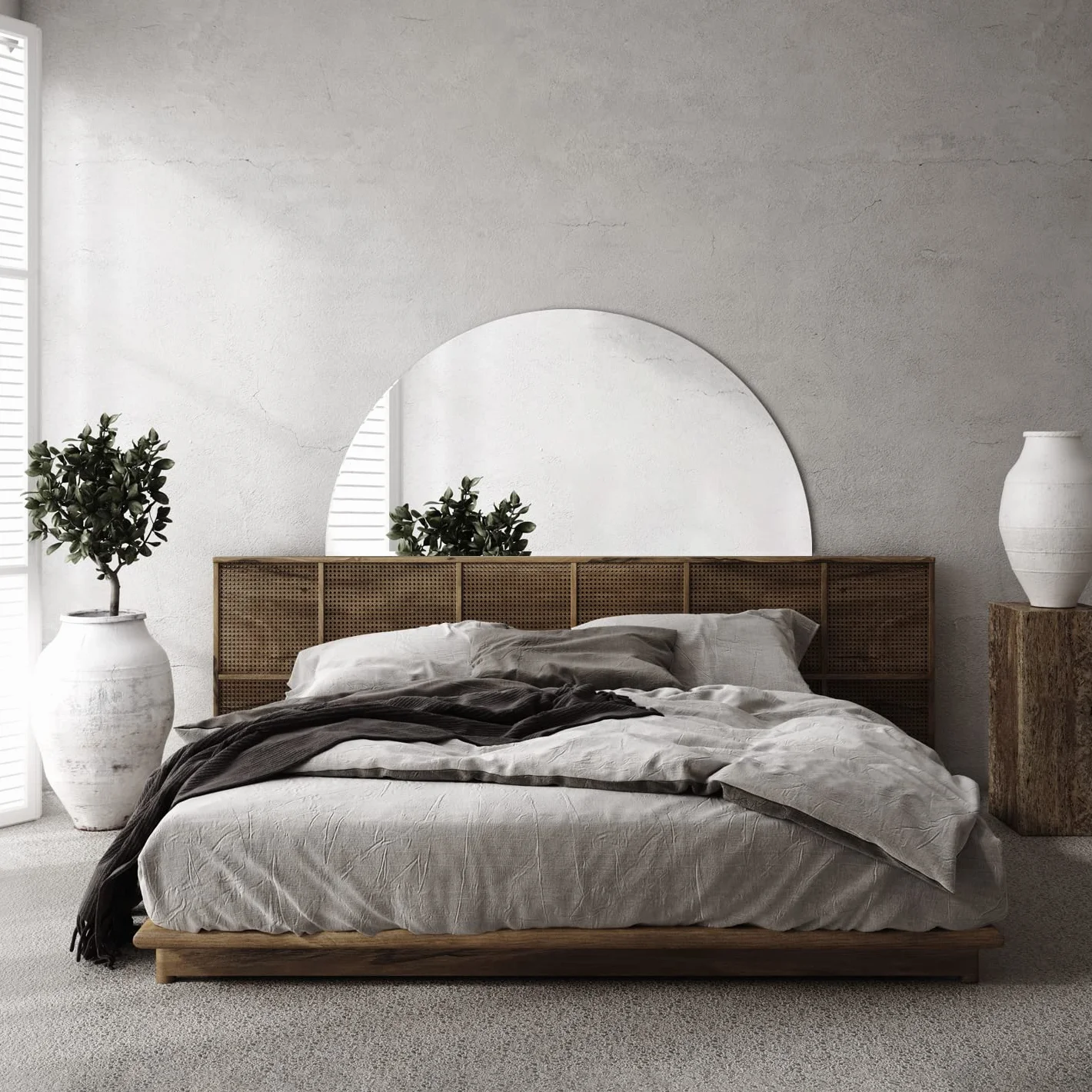 Tulup Bellissimo specchio semirotondo per camera da letto 100 cm