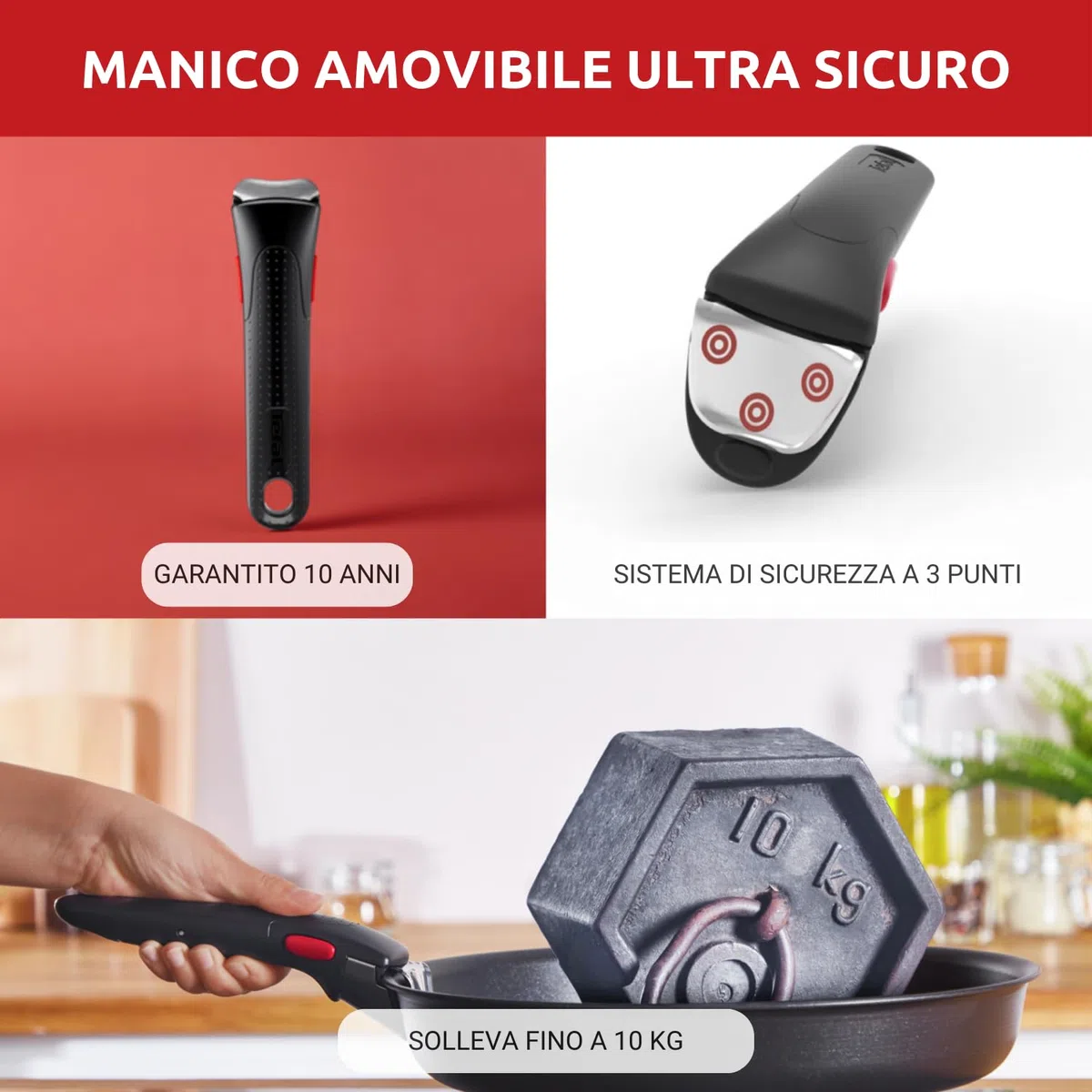 Lagostina Ingenio Easy Start Set 13 Pezzi, Set di Pentole in Alluminio per Gas e Forno, 2 Casseruole, 2 Padelle, un Tegame, un Wok, 3 Coperchi Vetro, 3 Coperchi Plastica, un Manico Removibile