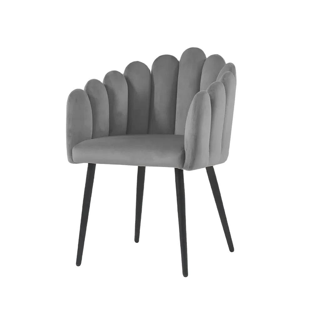 Totò Piccinni Poltroncina MARGHERITA in velluto imbottita gambe in metallo da salotto (1, Grigio Chiaro)