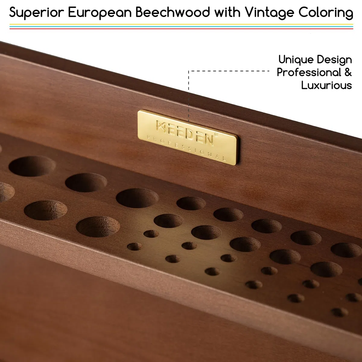 MEEDEN PRO Support per Pennelli: Organizzatore in legno a 2 livelli per pennelli da pittura - Supporto per pennelli ad alta capacità - Raccoglitore per forniture artistiche per scrivania