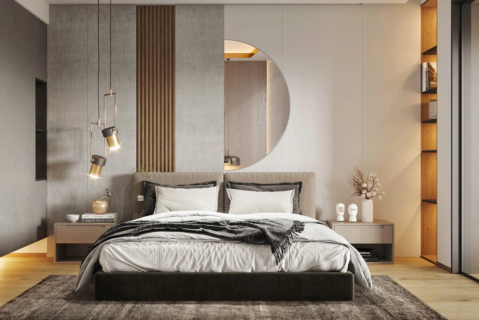 Tulup Bellissimo specchio semirotondo per camera da letto 100 cm