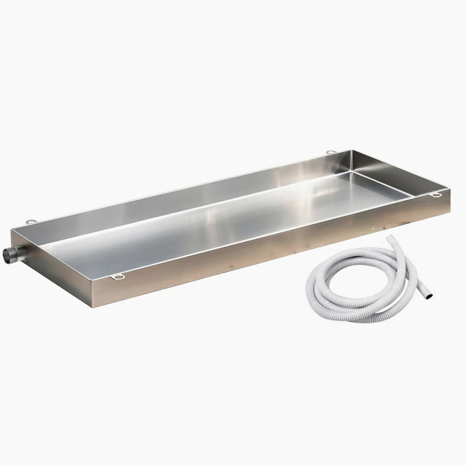 Vaschetta di scarico condensa AC in acciaio inox con tubo flessibile per la prevenzione delle perdite, compatibile con unità di condizionamento dell'aria