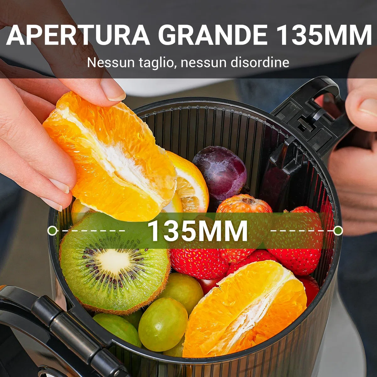 AMZCHEF Estrattore Automatico, Apertura 135MM e Capacità 1,8L Estrattore Frutta e Verdura Intera, 250W Estrattori di Succhi Professionale con Triplo Filtro - Rosso