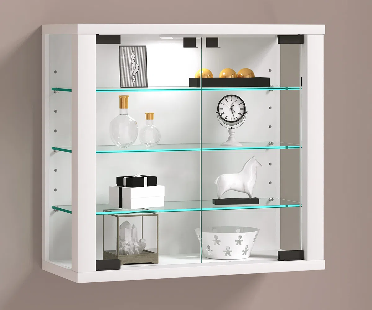 VCM Vetrina in vetro sospesa | vetrina in vetro con vetro di sicurezza ESG | Dimensioni: altezza 40 x larghezza 43 x profondità 18 cm | Vetrina sospesa | Moderno e salvaspazio | Armadio vetrina in