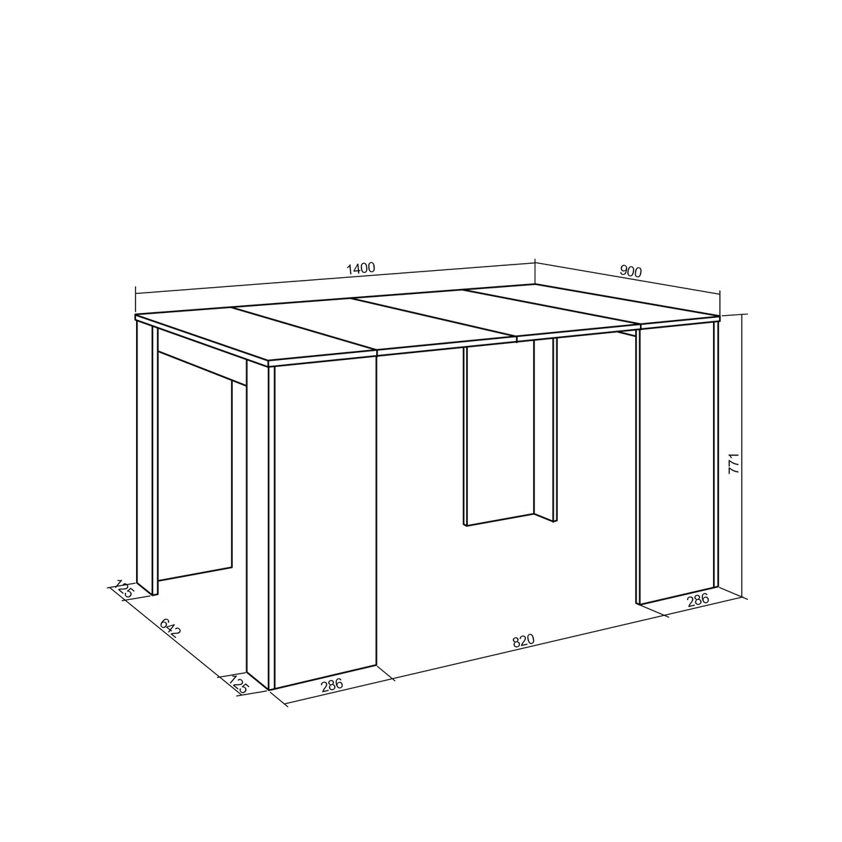 Skraut Home | Consolle allungabile | Tavolo consolle allungabile | 140 | Per 6 persone | Tavolo da pranzo | Stile moderno | Rovere