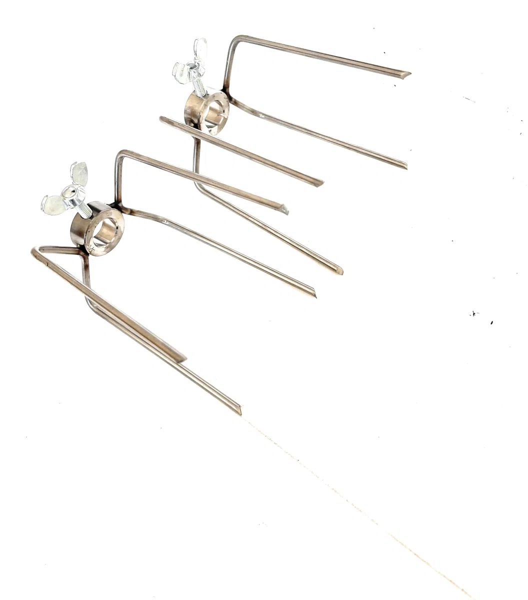 ALLEGRI Girarrosto Gigante Velocità Variabile Spiedo Acciaio Inox cm 140 Fermacarne 4 Punte Inox con Leccarda e Griglia