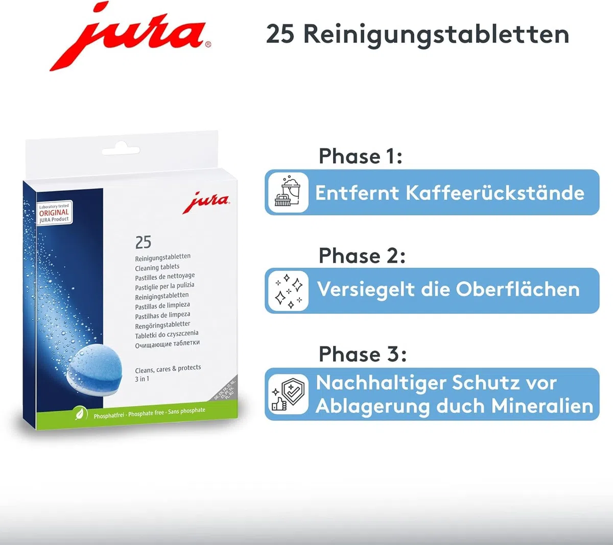 Jura Confezione da 25 Compresse Detergenti + 36 Compresse Anticalcare per Macchine da Caffè
