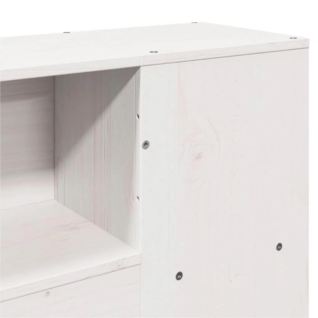 vidaXL Testiera con Ripiani Bianca 160 cm in Legno Massello di Pino, Testata Letto, testiera in Legno massello, testiera con Scomparti