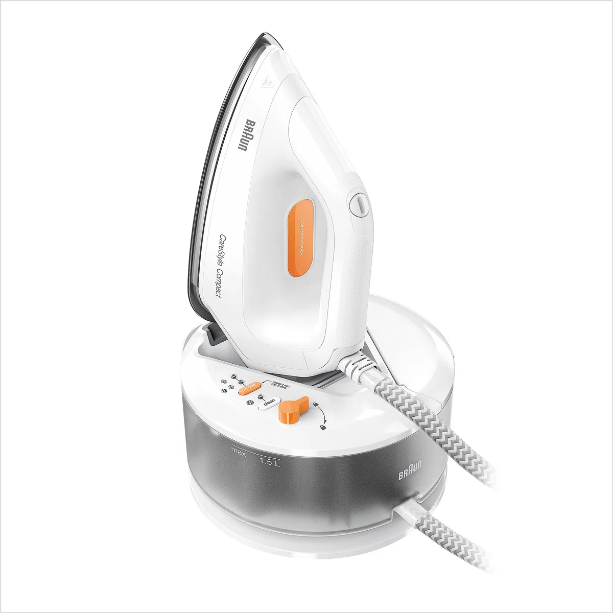 Braun CareStyle Compact IS 2132 WH - Ferro da stiro a vapore con piastra FreeGlide 3D, vapore verticale, 2400 Watt, pressione pompa 5,5 bar, colpo di vapore 400 g/min, serbatoio acqua grande da 1,5 l