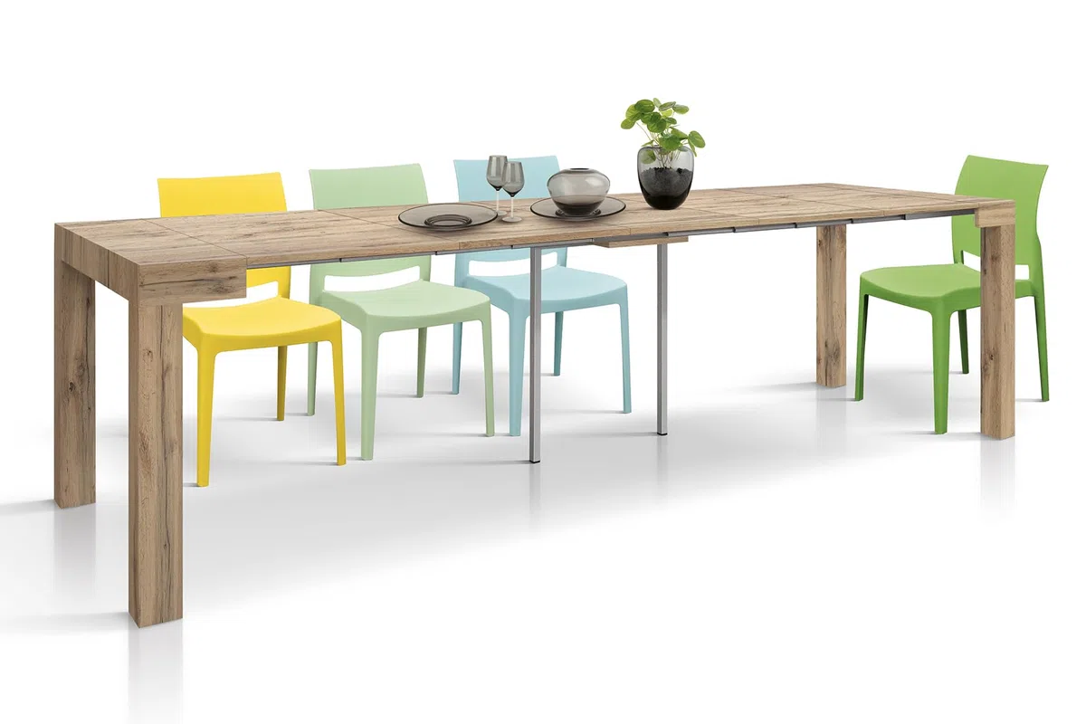 PAZZO DESIGN Tavolo Consolle Allungabile Doris, Rovere Rustico, Fino A 12 Posti, Cucina, Salvaspazio, Made in Italy, Da 45 A 300 Cm - id_1876