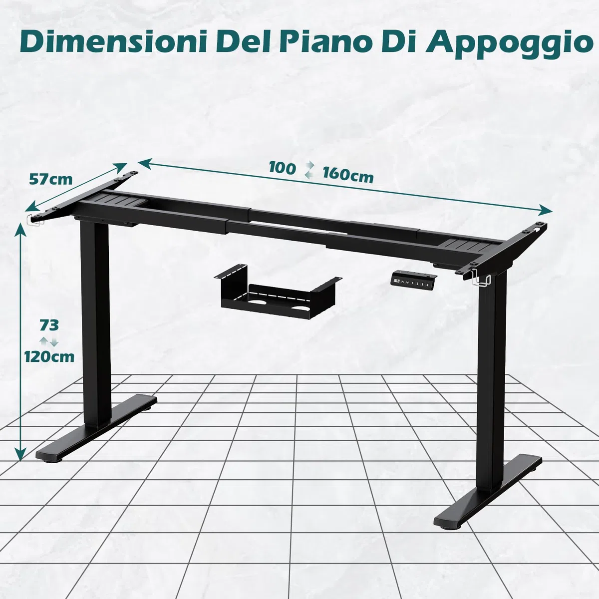 Devoko Scrivania Seduta E In Piedi, 2 Motori, Piano Scrivania Con 3 Tasti Di Memoria, Rotelle, Ganci E Scatola Per La Gestione Dei Cavi, Scrivania Regolabile In Altezza 73 – 120 cm, Nero