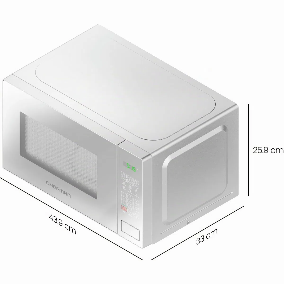 Chefman Microonde 20L 800W, 10 Livelli di Potenza, 6 Preset | display digitale, modalità eco, funzione memoria, silenzioso, sicurezza bambini