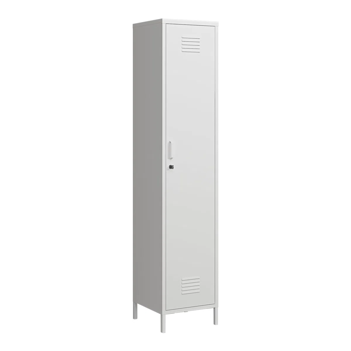 [en.casa] Armadio da Ufficio con Anta e Serratura Ripiani ad Altezza Regolabile Mobile in Acciaio da Spogliatoio con 3 Scomparti e Barra Porta Abiti 180 x 38 x 38 cm - Bianco